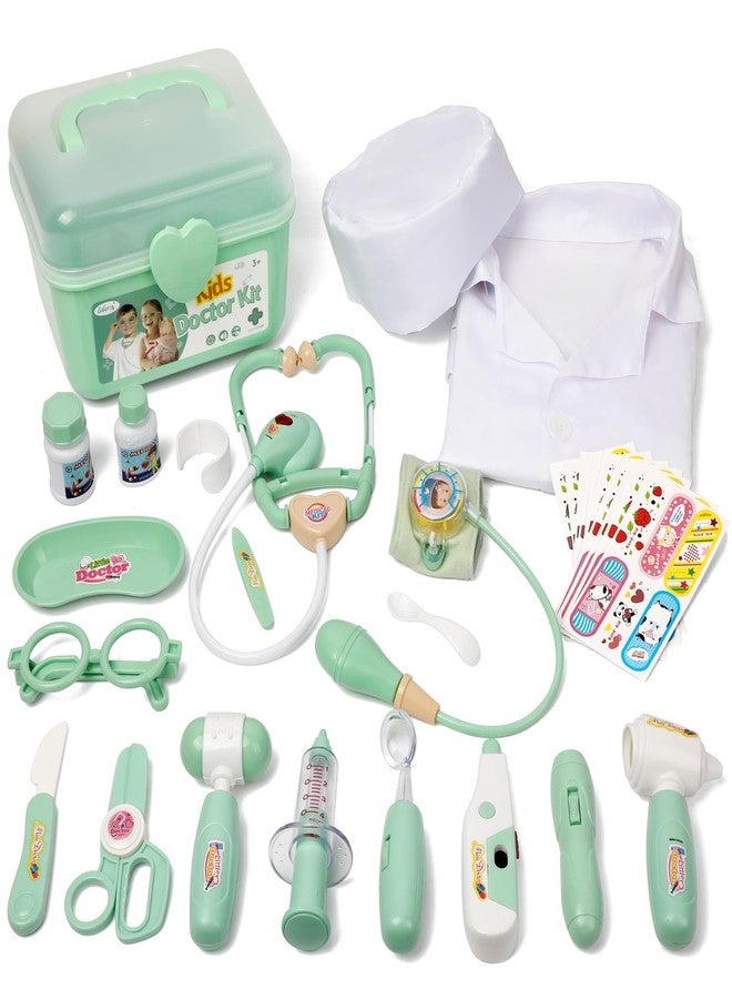 Liberry Doctor Kit for Toddlers 3 4 5 Years Old, 30-Piece Kid Doctor Toy with Stethoscope, Costume, Green Medical Pretend Play, Birthday Gift for Girls Boys - Image 1